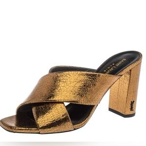 Yves Saint Laurent Paris Gold Leather Loulou